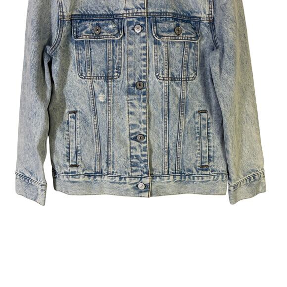 Abercrombie & Fitch Rigid Stone Wash Denim Jacket Womens M Light Wash Distressed - Picture 6 of 9